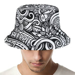 Graffiti Surfing Pattern Print Bucket Hat