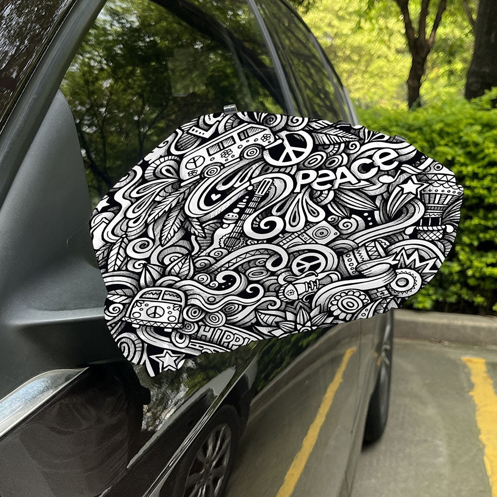 Graffiti Surfing Pattern Print Car Side Mirror Covers