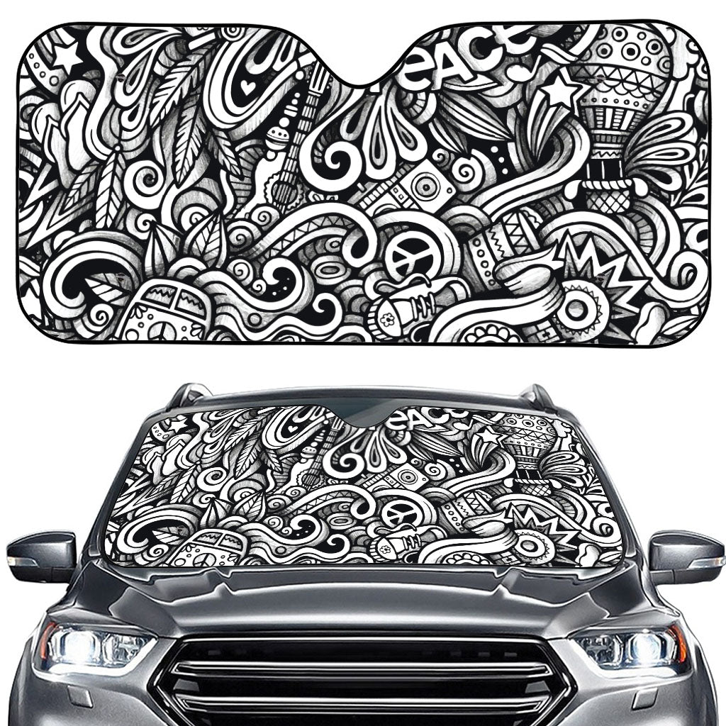Graffiti Surfing Pattern Print Car Windshield Sun Shade