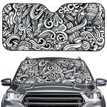 Graffiti Surfing Pattern Print Car Windshield Sun Shade