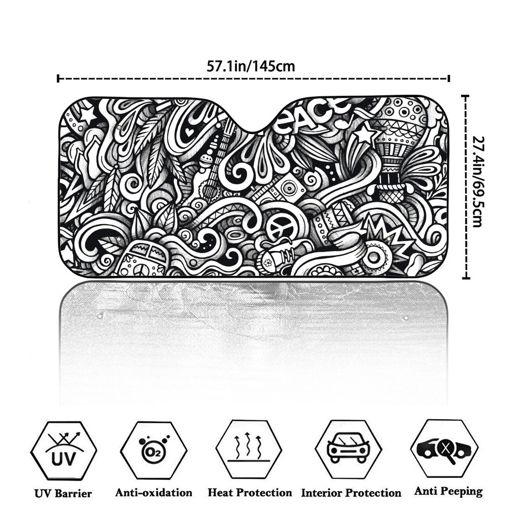 Graffiti Surfing Pattern Print Car Windshield Sun Shade