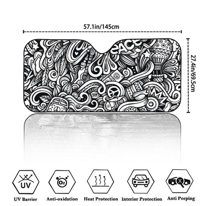 Graffiti Surfing Pattern Print Car Windshield Sun Shade