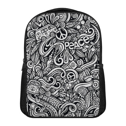 Graffiti Surfing Pattern Print Casual Backpack