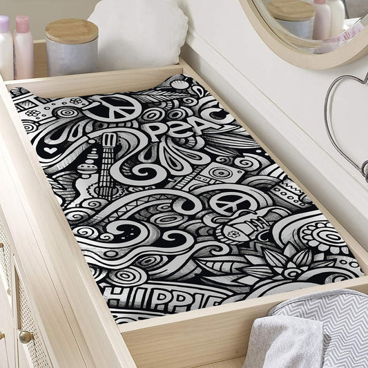 Graffiti Surfing Pattern Print Changing Pad Cover