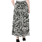 Graffiti Surfing Pattern Print Chiffon Maxi Skirt