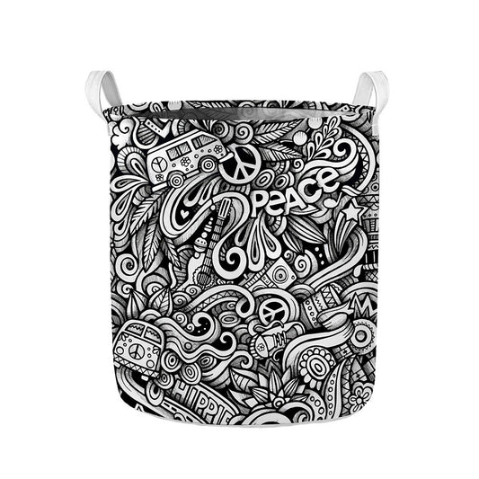 Graffiti Surfing Pattern Print Collapsible Laundry Basket