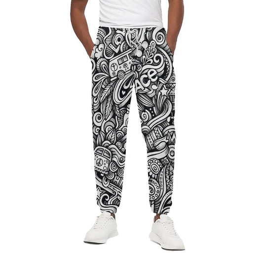 Graffiti Surfing Pattern Print Cotton Pants