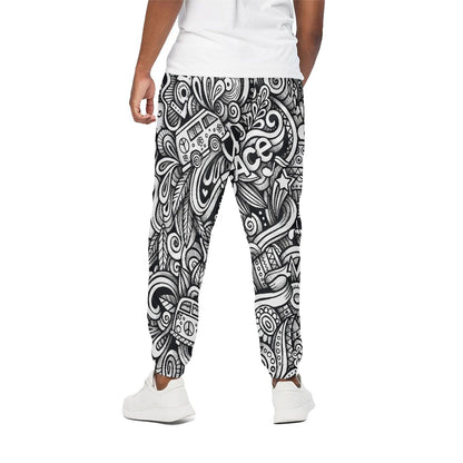 Graffiti Surfing Pattern Print Cotton Pants