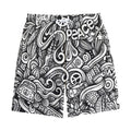 Graffiti Surfing Pattern Print Cotton Shorts