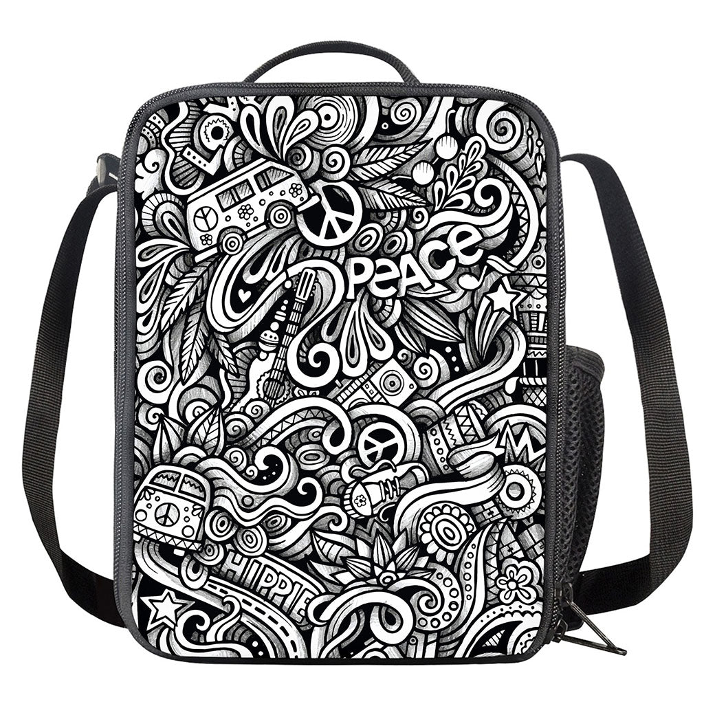 Graffiti Surfing Pattern Print Crossbody Lunch Bag