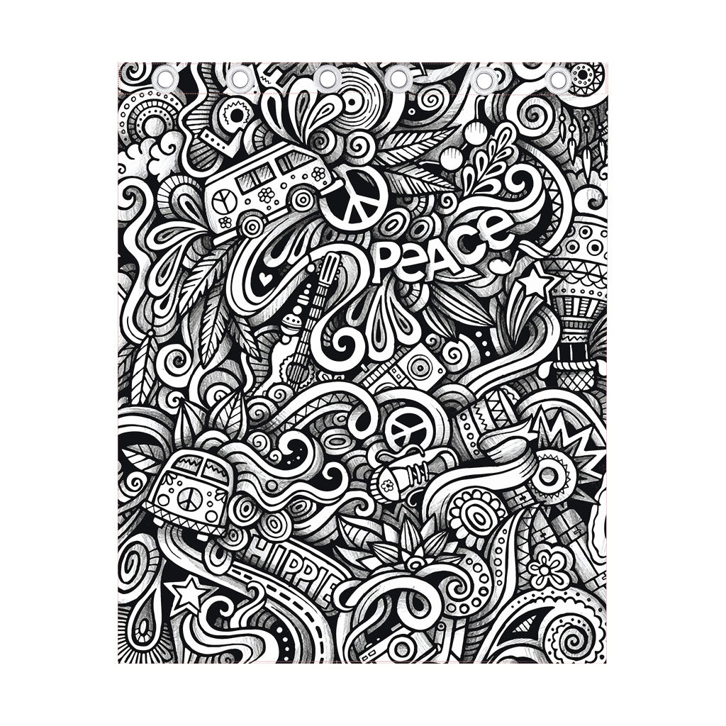 Graffiti Surfing Pattern Print Curtain