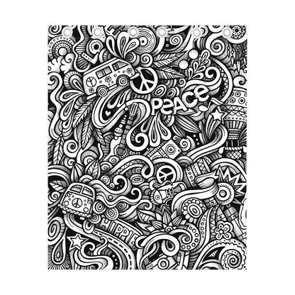 Graffiti Surfing Pattern Print Curtain