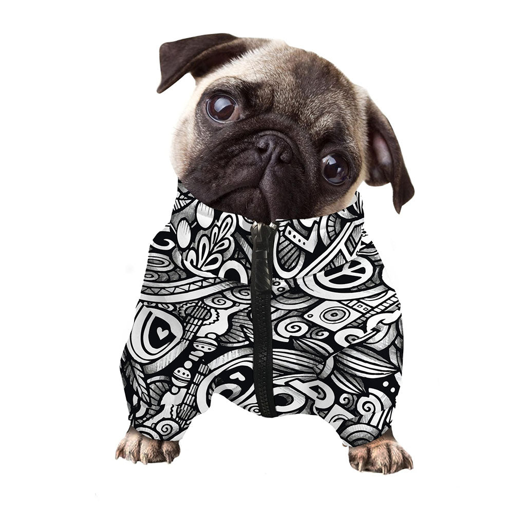 Graffiti Surfing Pattern Print Dog Zip Up Jacket