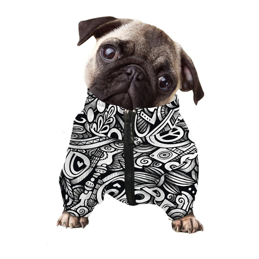 Graffiti Surfing Pattern Print Dog Zip Up Jacket