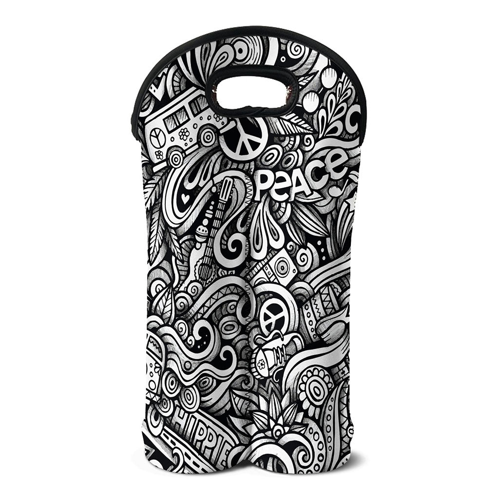 Graffiti Surfing Pattern Print Double Neoprene Wine Tote