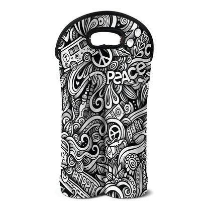 Graffiti Surfing Pattern Print Double Neoprene Wine Tote