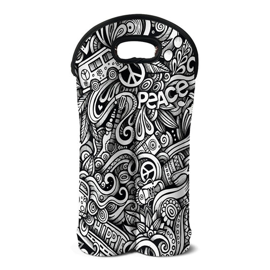 Graffiti Surfing Pattern Print Double Neoprene Wine Tote