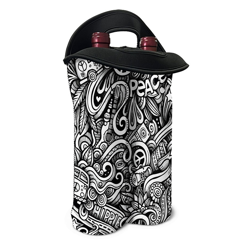 Graffiti Surfing Pattern Print Double Neoprene Wine Tote