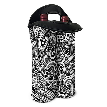 Graffiti Surfing Pattern Print Double Neoprene Wine Tote
