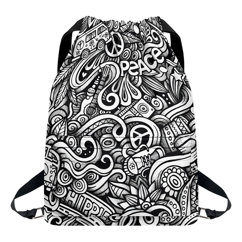 Graffiti Surfing Pattern Print Drawstring Backpack