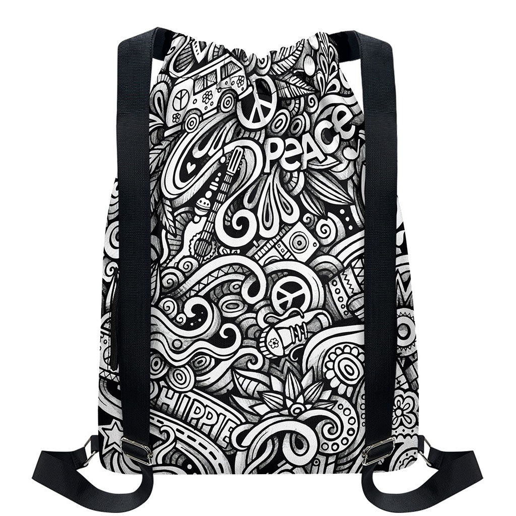 Graffiti Surfing Pattern Print Drawstring Backpack