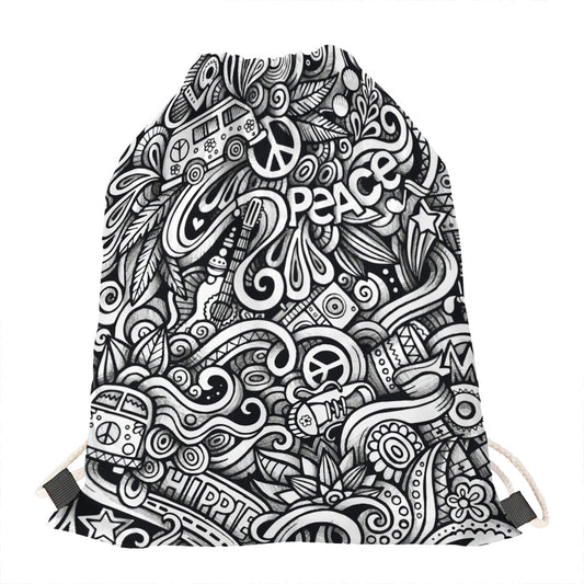 Graffiti Surfing Pattern Print Drawstring Bag