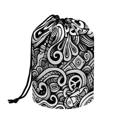 Graffiti Surfing Pattern Print Drawstring Makeup Bag