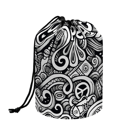Graffiti Surfing Pattern Print Drawstring Makeup Bag