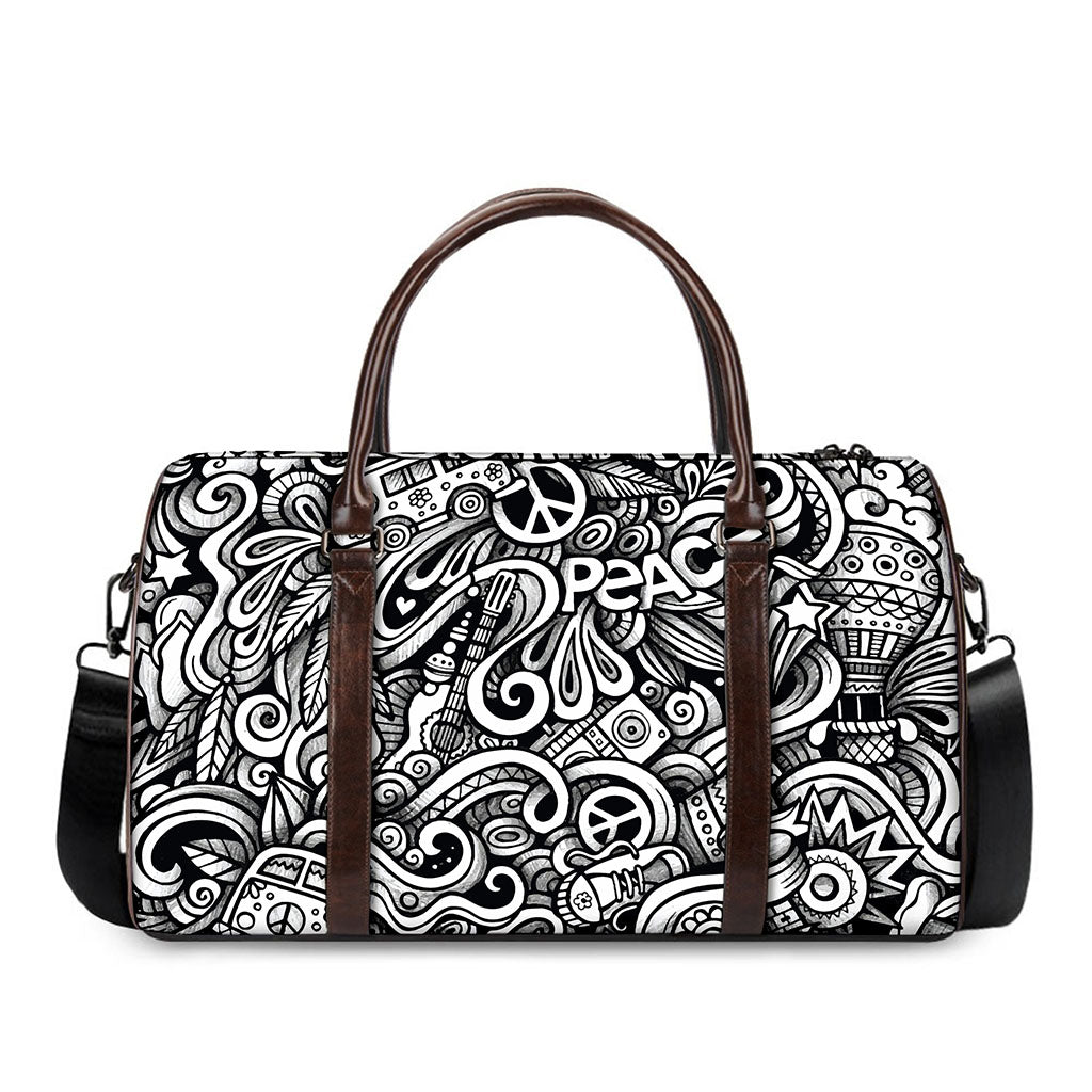 Graffiti Surfing Pattern Print Duffle Bag