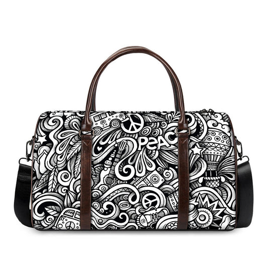 Graffiti Surfing Pattern Print Duffle Bag