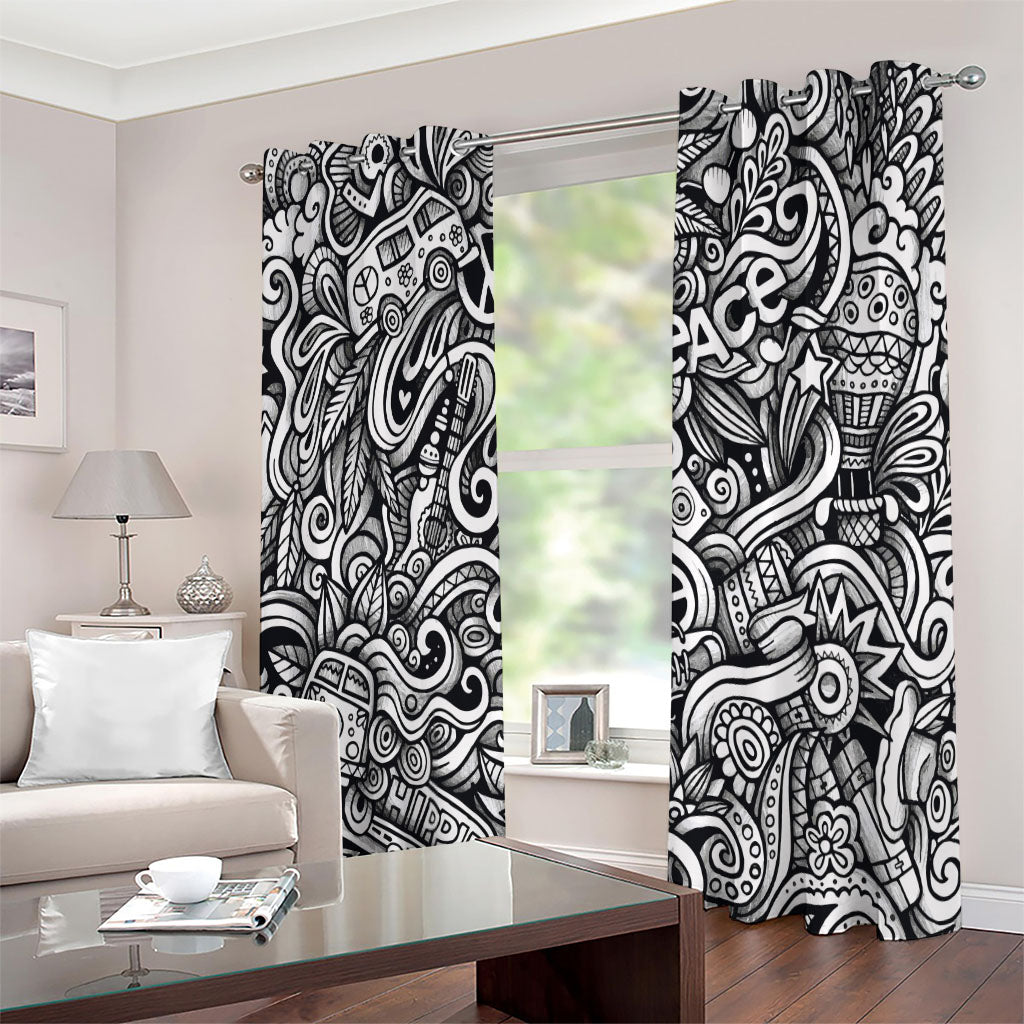 Graffiti Surfing Pattern Print Extra Wide Grommet Curtains