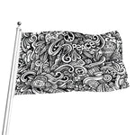 Graffiti Surfing Pattern Print Flag
