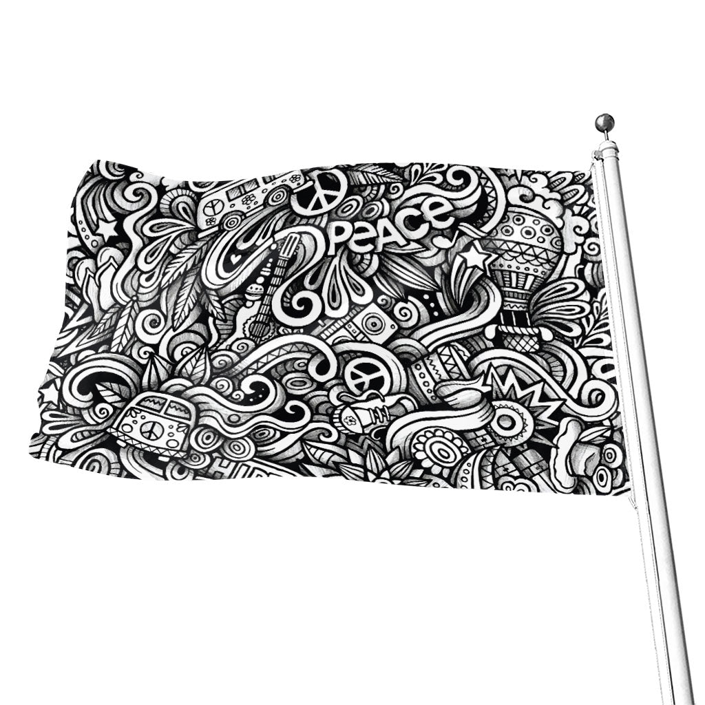 Graffiti Surfing Pattern Print Flag