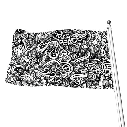 Graffiti Surfing Pattern Print Flag