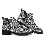 Graffiti Surfing Pattern Print Flat Ankle Boots