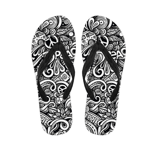 Graffiti Surfing Pattern Print Flip Flops