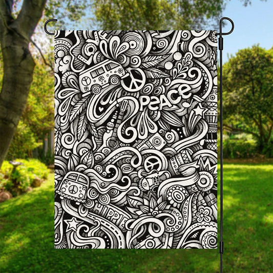 Graffiti Surfing Pattern Print Garden Flag