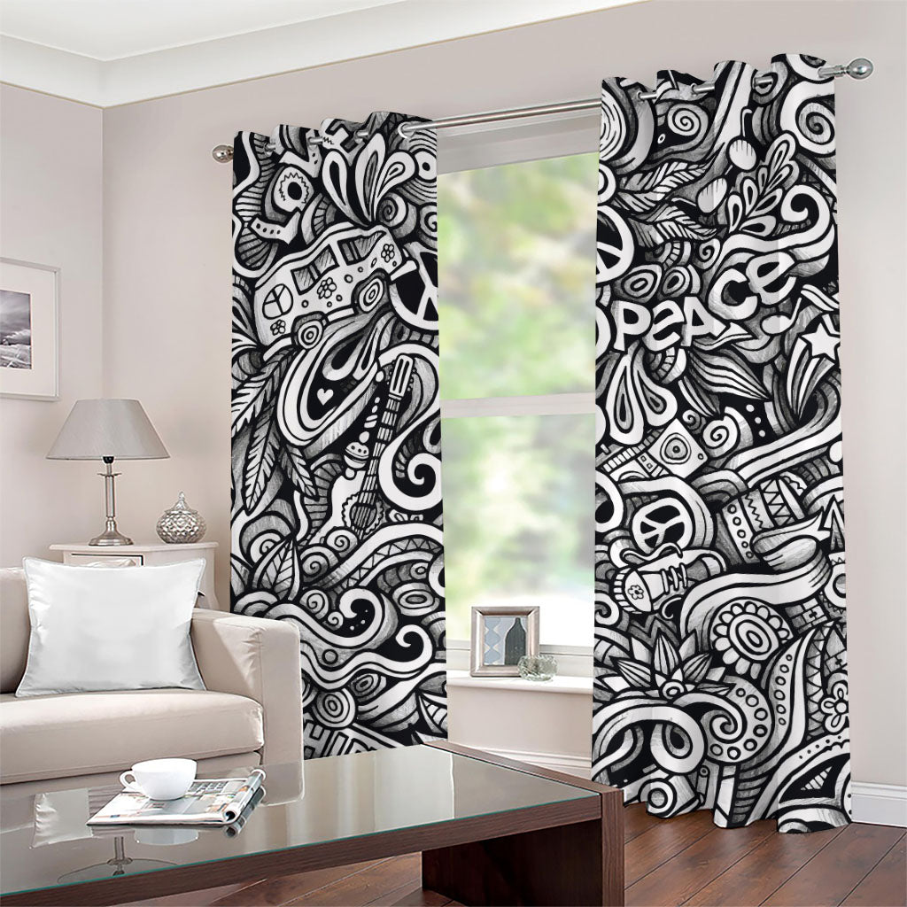 Graffiti Surfing Pattern Print Grommet Curtains