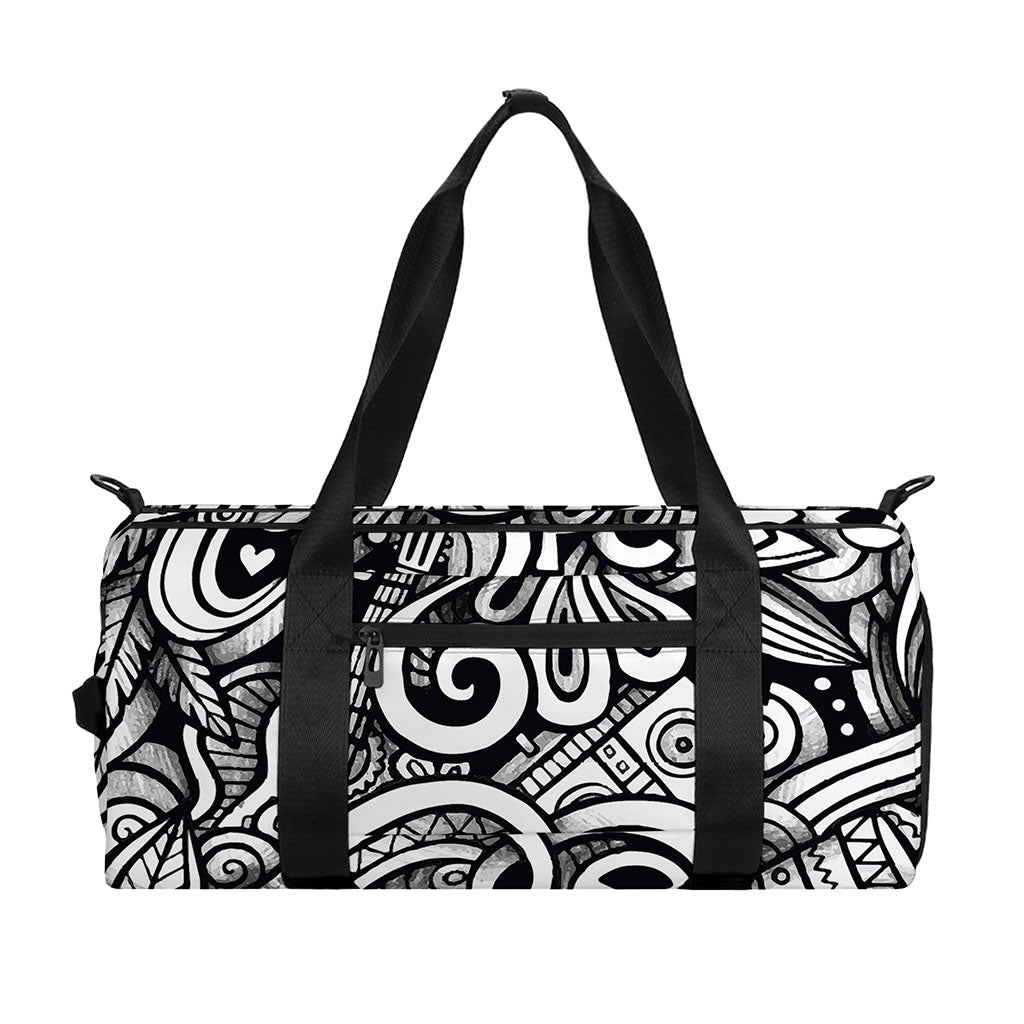Graffiti Surfing Pattern Print Gym Bag