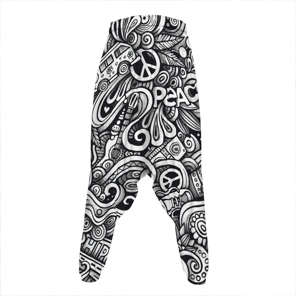 Graffiti Surfing Pattern Print Hammer Pants