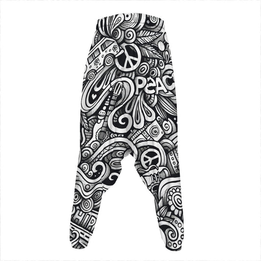 Graffiti Surfing Pattern Print Hammer Pants