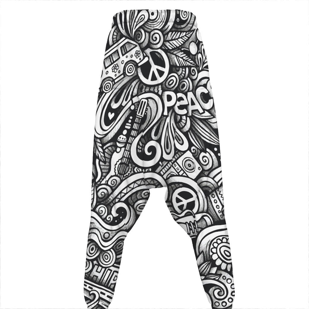 Graffiti Surfing Pattern Print Hammer Pants