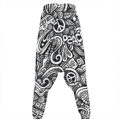 Graffiti Surfing Pattern Print Hammer Pants