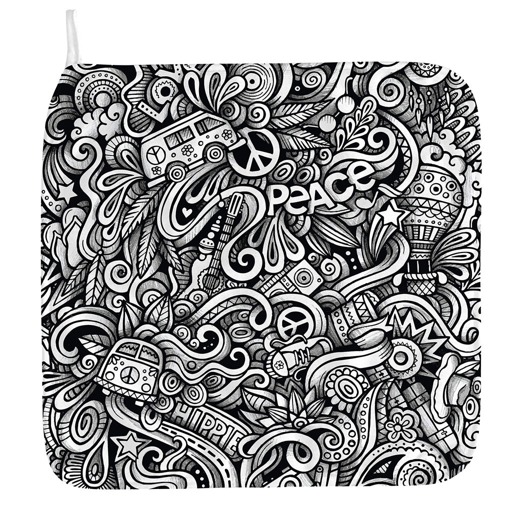Graffiti Surfing Pattern Print Hand Towel
