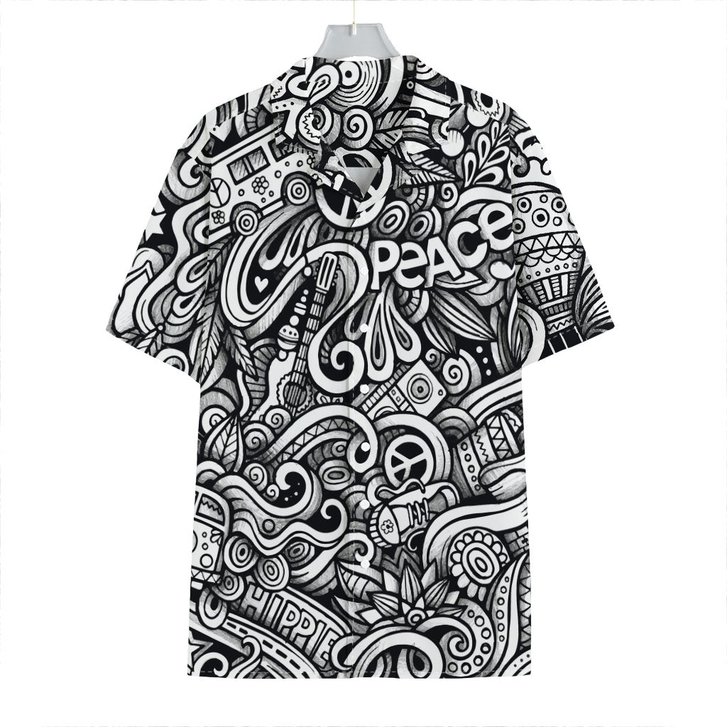 Graffiti Surfing Pattern Print Hawaiian Shirt