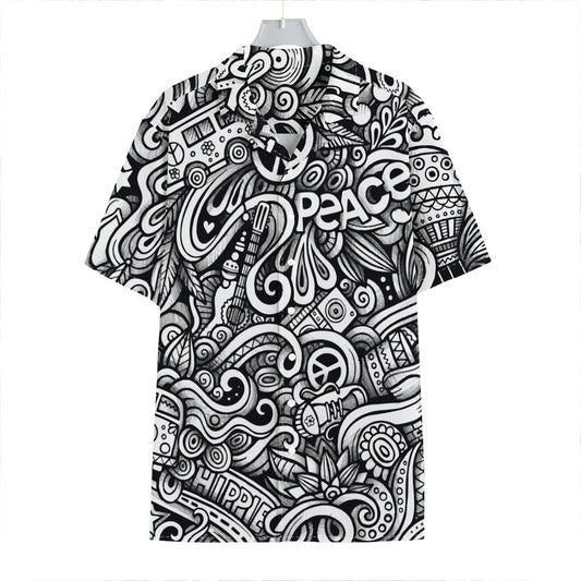 Graffiti Surfing Pattern Print Hawaiian Shirt