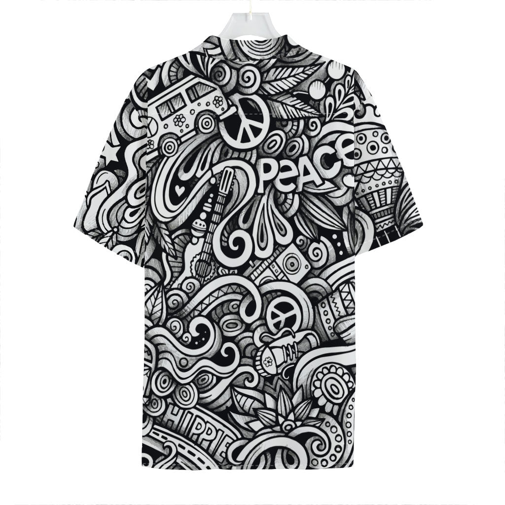 Graffiti Surfing Pattern Print Hawaiian Shirt