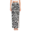 Graffiti Surfing Pattern Print High Slit Maxi Skirt