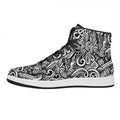Graffiti Surfing Pattern Print High Top Leather Sneakers