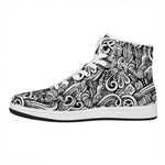 Graffiti Surfing Pattern Print High Top Leather Sneakers
